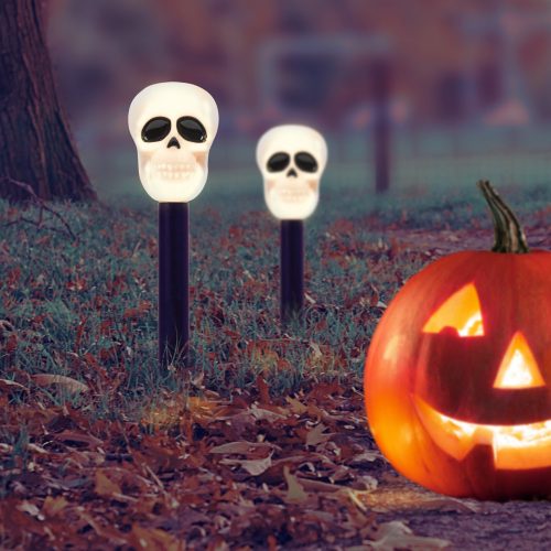 Led-es szolár lámpa Halloween koponya