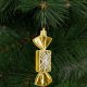 Karácsonyfadísz szett - szaloncukor - akasztóval - arany - 11 x 4 cm