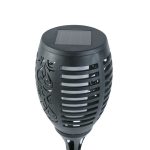 LED-es szolár lámpa - leszúrható - lángeffekt - 12 sárga LED - műanyag - fekete - 10 x 58 cm