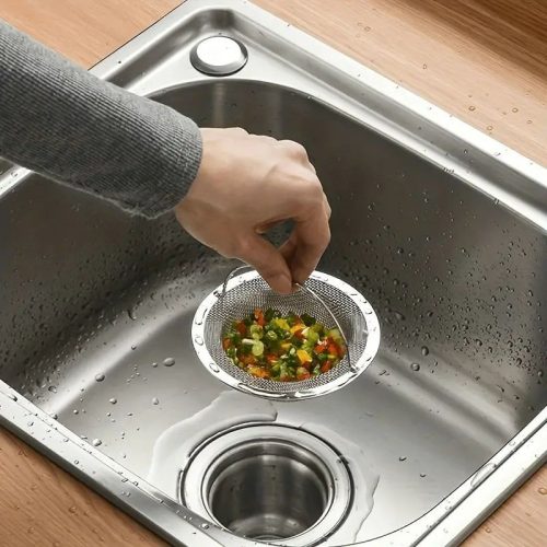 Rozsdamentes acél konyhai lefolyószűrő - 11 cm átmérő